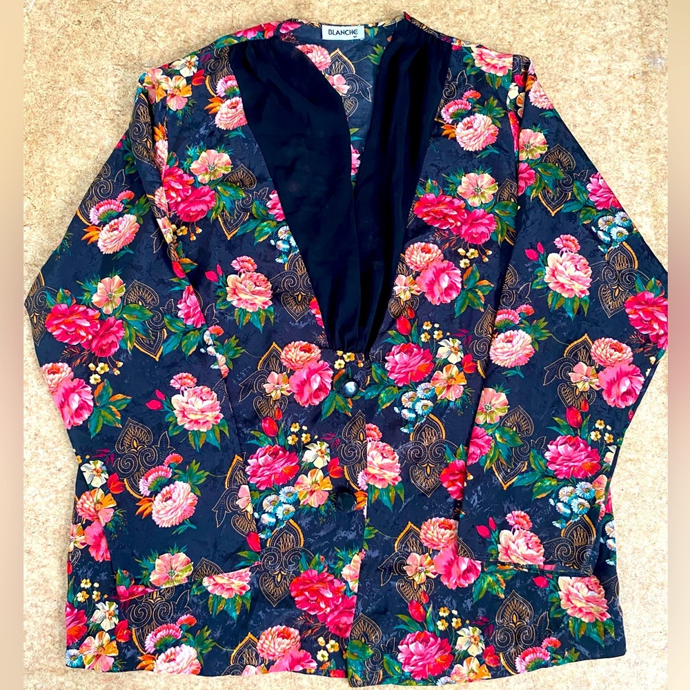Vintage Floral Sheer Blazer Top
